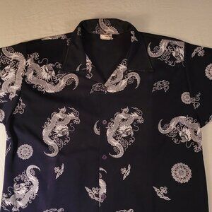 Men's Dragon Print Camp Shirt XXL Made in USA (M0101)